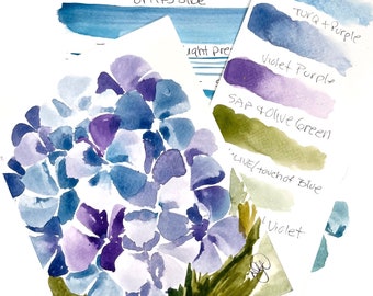 DIGITAL ONLY- Hydrangea Watercolor Companion Worksheets on YouTube