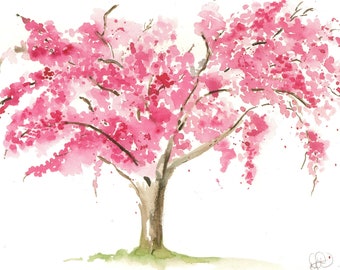 Cherry Blossom watercolor / original 9X12 / wall art