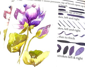 DIGITAL ONLY- Lotus Watercolor Worksheets on YouTube