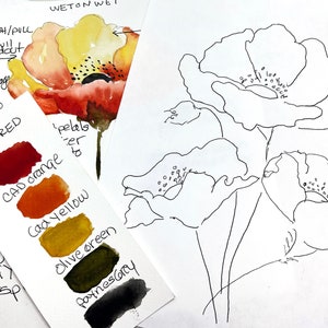 DIGITAL ONLY- Poppies that POP Watercolor YouTube Companion Worksheets