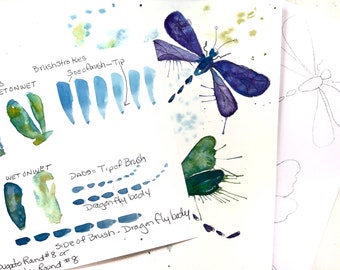 DIGITAL ONLY-  Dragonfly Watercolor Worksheets