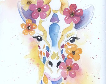 DIGITAL ONLY- Colorful Giraffe Watercolor YouTube Companion Worksheets