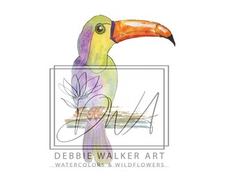 DIGITAL ONLY- Colorful Tucan Watercolor YOUTUBE Companion Worksheets