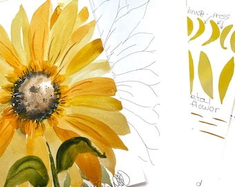 DIGITAL ONLY-Sunflower Watercolor Worksheets on YouTube