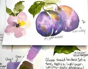 ORIGINAL Watercolor Tutorial floral Painting / Home Decor / Fun wall Decor / Floral Wall Art / watercolor tutorial /Art of the Day