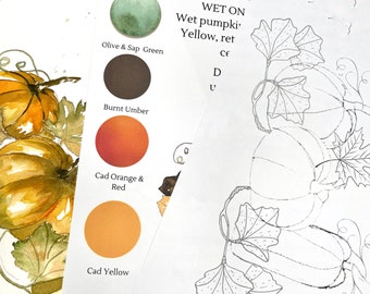 DIGITAL ONLY- Pumpkins every Shape & Size Watercolor Worksheets on YouTube