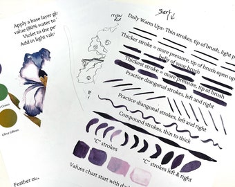 DIGITAL ONLY- Purple Iris Watercolor Worksheets on YouTube