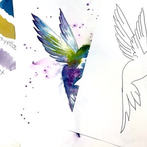 DIGITAL ONLY- Hummingbird Watercolor YouTube Companion Worksheets