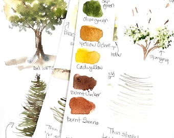 DIGITAL ONLY- Lovely Trees Watercolor Worksheets on YouTube