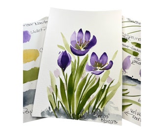 DIGITAL ONLY- crocus Watercolor 5 x 7 Worksheets on YouTube