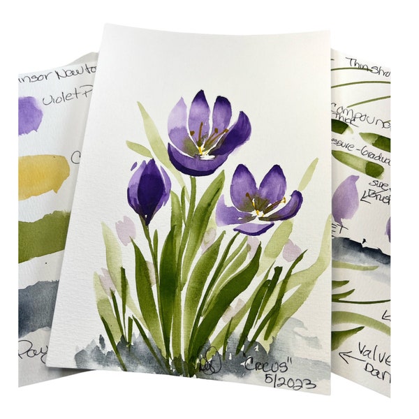 DIGITAL ONLY- crocus Watercolor 5 x 7 Worksheets on YouTube