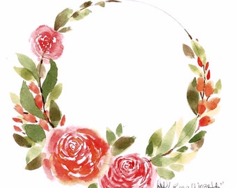 DIGITAL ONLY- Rose Wreath Watercolor YouTube Companion Worksheets