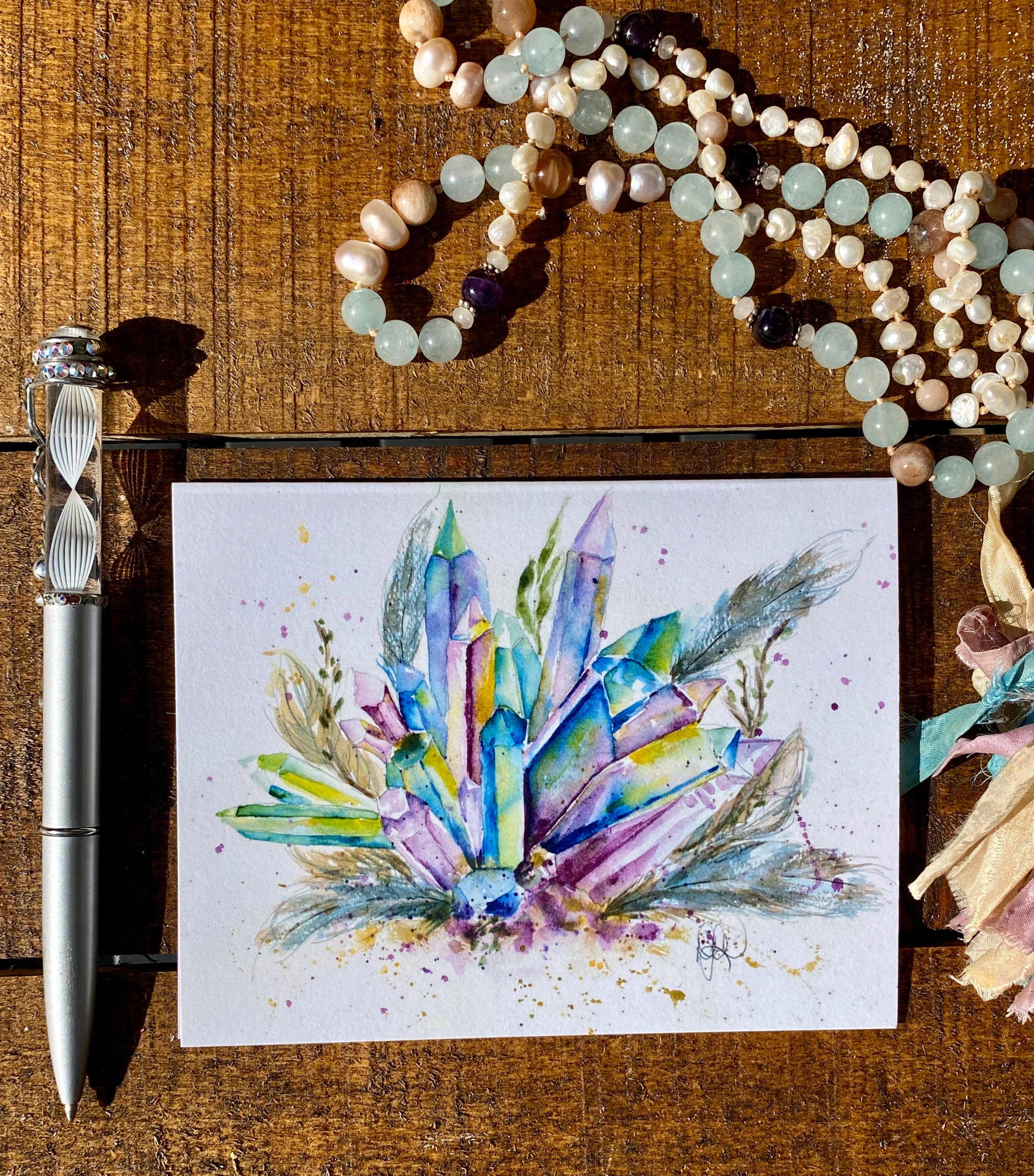 Crystals / cards gift set / cards set / stationery / Etsy