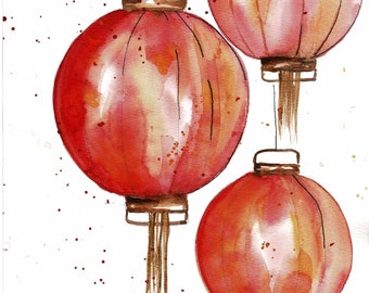 DIGITAL ONLY- Chinese Lantern  Watercolor Worksheets on YouTube