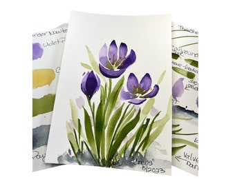 ORIGINAL - Kit de peinture florale Tutoriel aquarelle Crocus / Home Decor / Fun wall Decor / tutoriel aquarelle /Art du jour