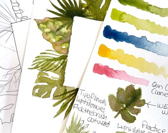 DIGITAL ONLY- Tropical Paradise Watercolor Worksheets on YouTube