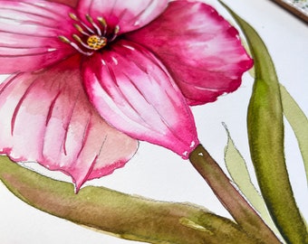 DIGITAL ONLY- Christmas Amaryllis Watercolor Worksheets on YouTube