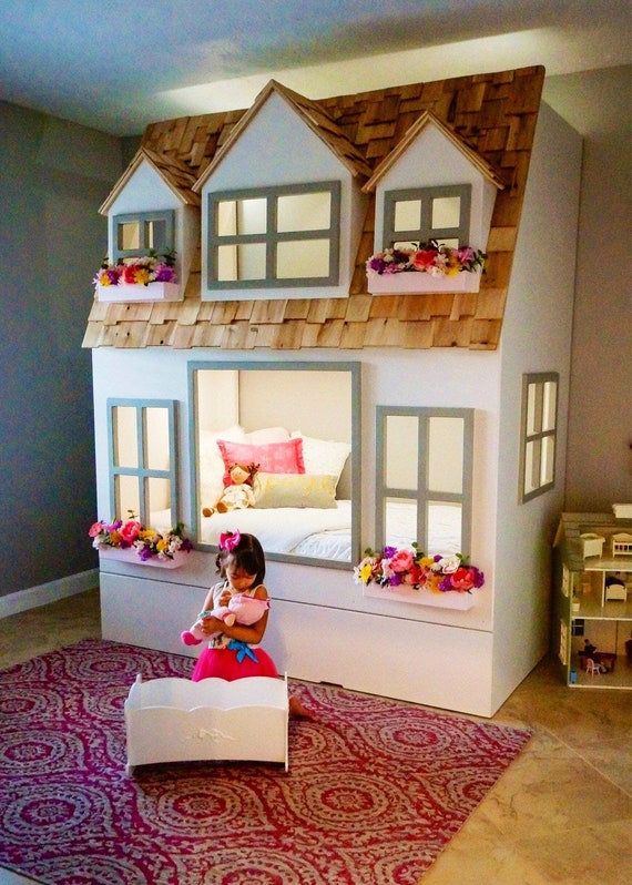 bunk bed with slide and storage