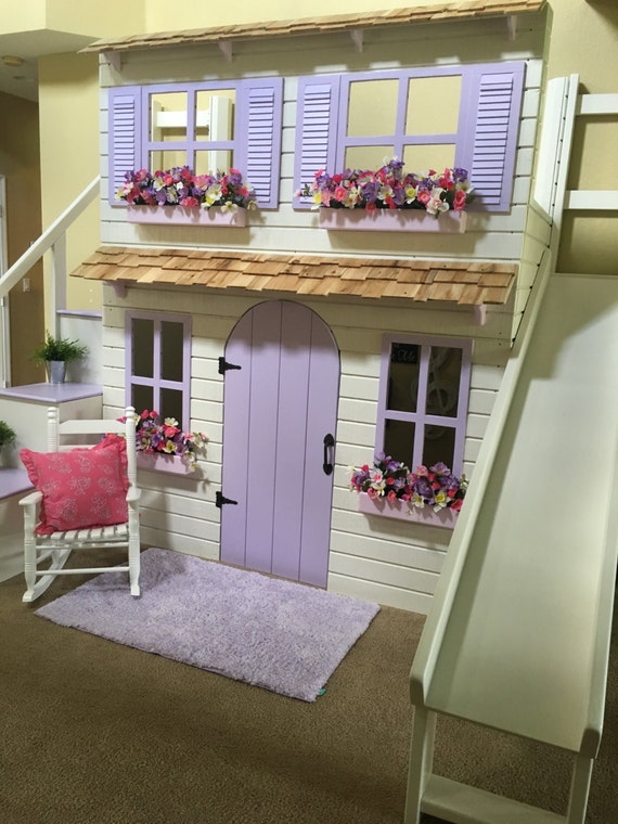 playhouse loft bed with stairs and slide