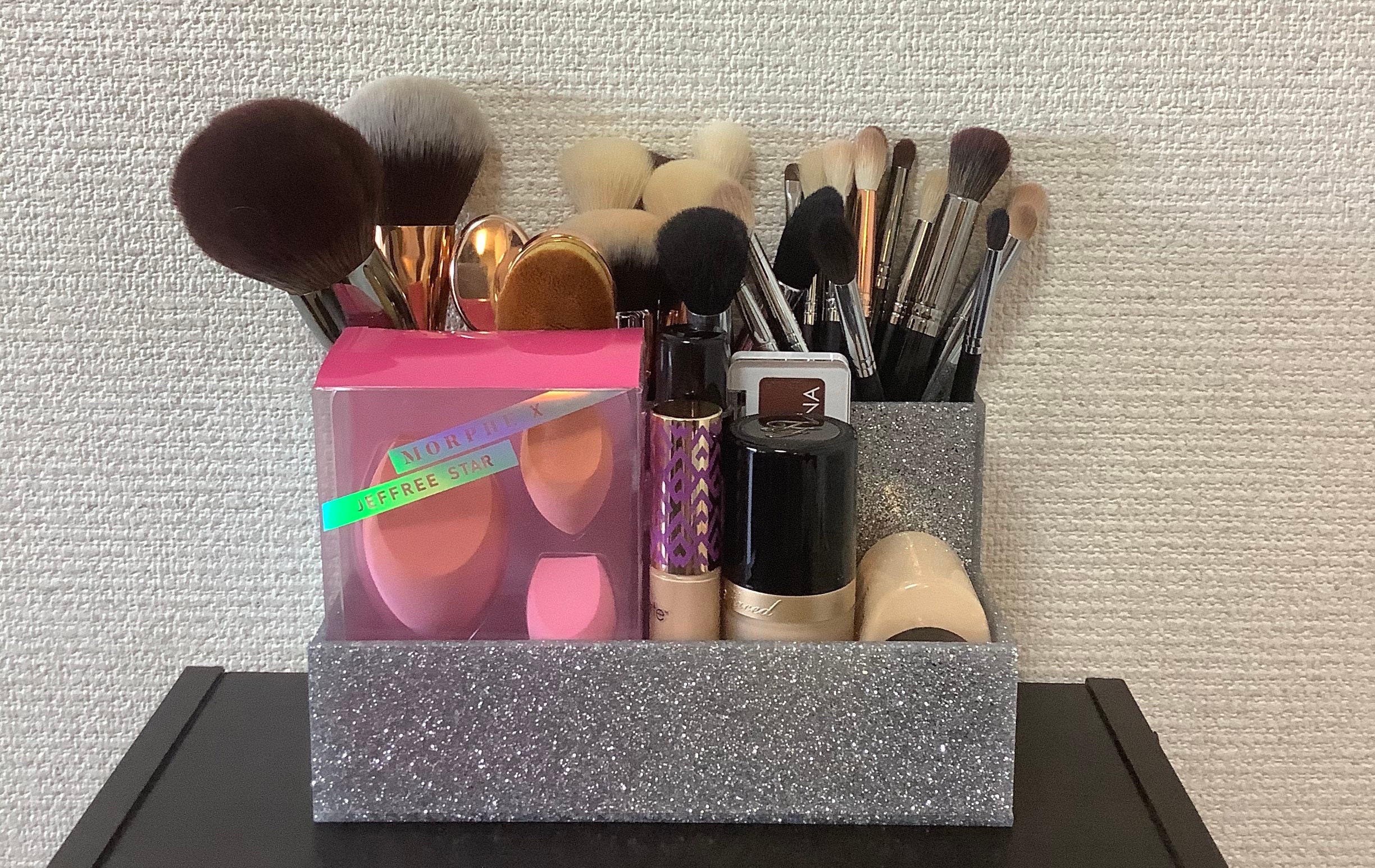 Silver Glitter Organizer Acrylic Makeup Organizer Makeup Etsy
