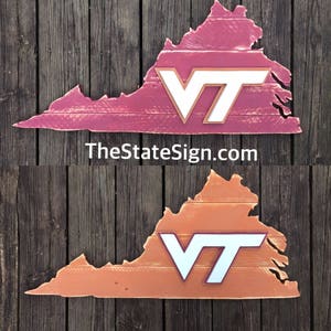Virginia Tech University pallet state sign with VT logo (multiple color choices). [Virginia Polytechnic Institute & State University]