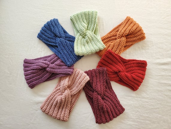 Burgundy-White Headband Earwarmer Burgundy-White Headband Earwarmer