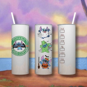 20 oz Tumbler Template Ohana means coffee, stitch, Halloween, cup