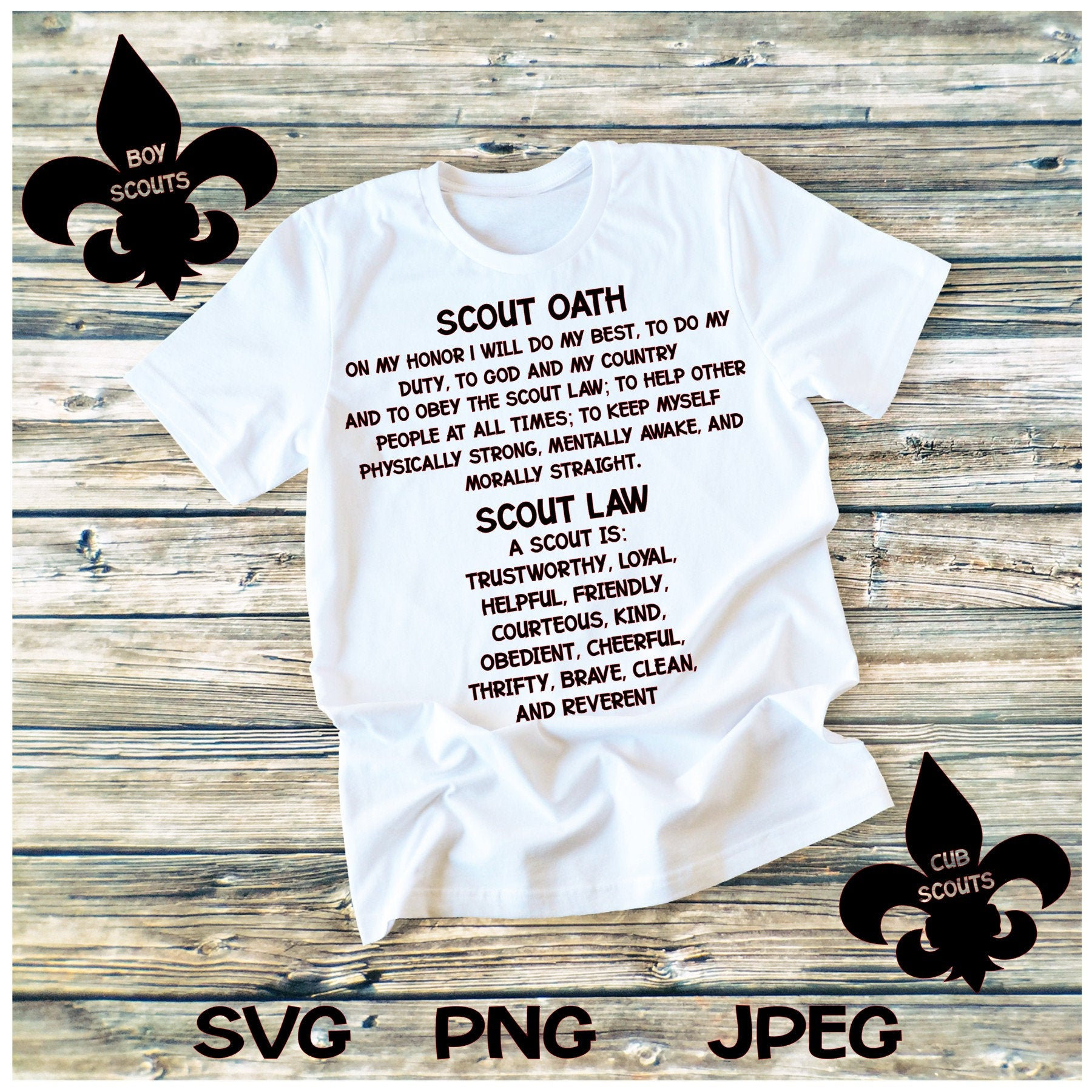 Download Scout Oath and Scout Law Comes with Boy and Cub Fleur de lis | Etsy