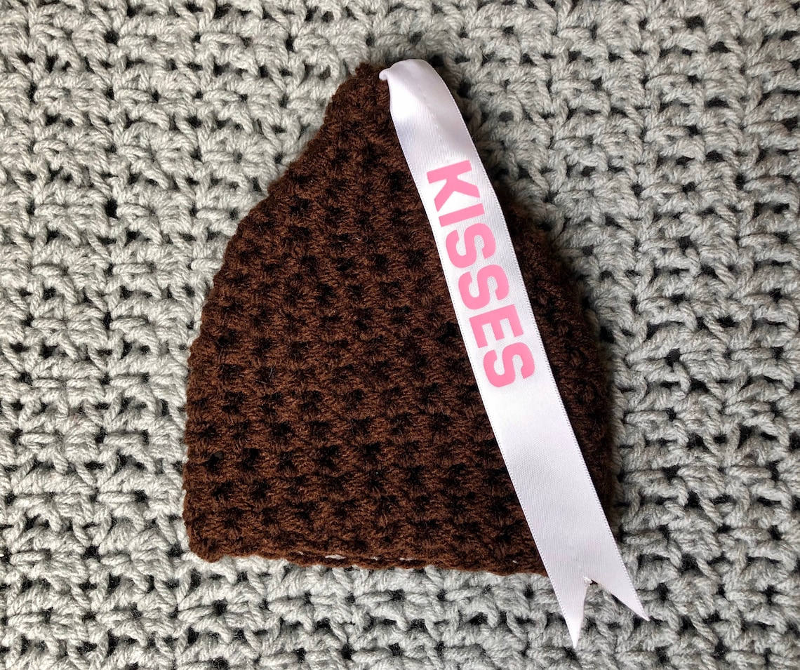 Crocheted Hershey Kiss Handmade Hat With Label That Says Etsy