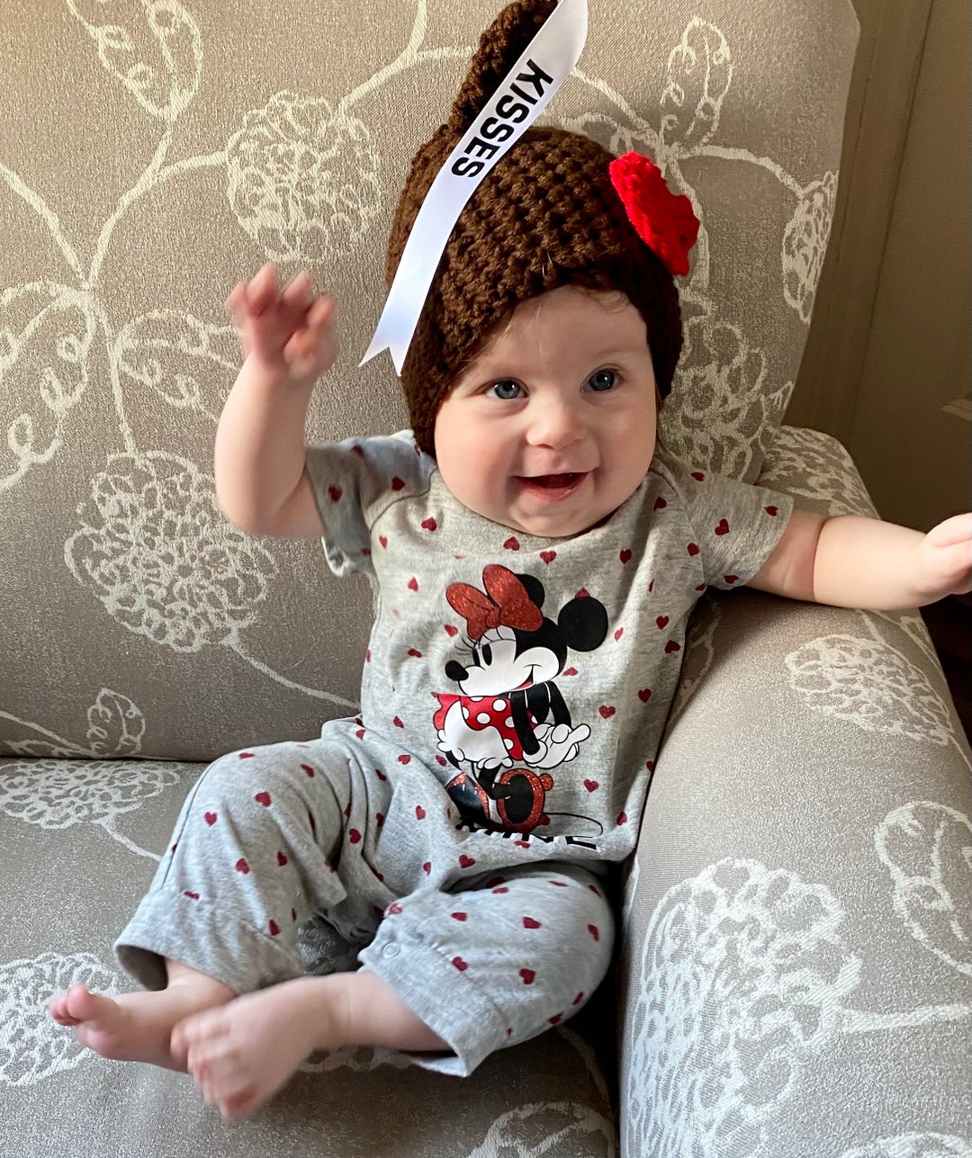 Handmade Crocheted Chocolate Hershey Kiss Hat With Red Heart Etsy