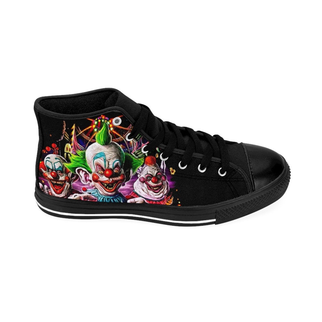 Scary Clowns High Tops Sneakers Horror, Halloween Shoe, Clown Shoe
