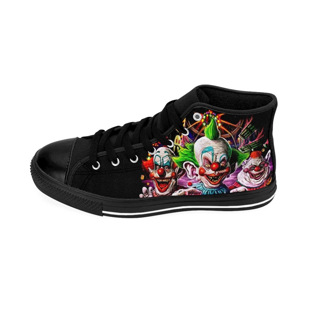 Scary Clowns High Tops Sneakers Horror, Halloween Shoe, Clown Shoe