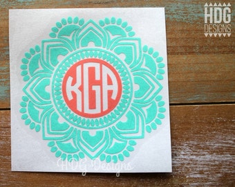 Yeti Decal - Mandala decal - Monogram decal - Yeti Tumbler decal - Yeti Mandala Sticker - Monogram sticker - Flower Decal - Custom Decal