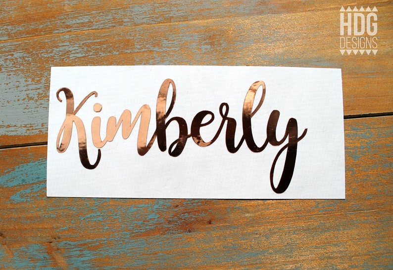 Name Decal Rose Gold Decal Rose Gold Chrome Decal Vinyl Etsy