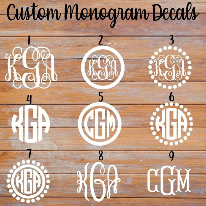 Monogram Vinyl Decal Sticker Vinyl Decal Vinyl Sticker Etsy