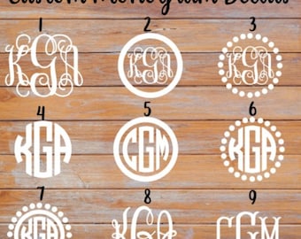 Monogram Vinyl Decal Sticker: Custom Laptop/Tumbler/Car Decal