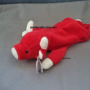 Vintage Ty Beanie Babies 1995 RareSnot the red bull with P V C pellet  JanetJcrafts
