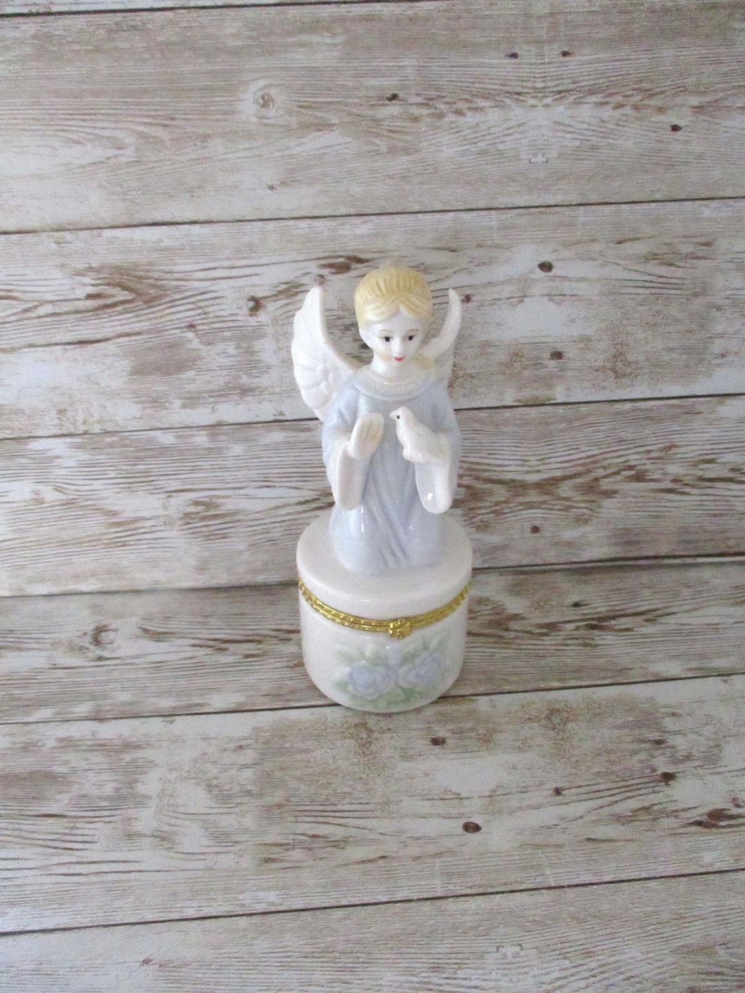 Vintage Angel Trinket Box 1980 's Keepsake Box Angel Figurine Jewelry ...