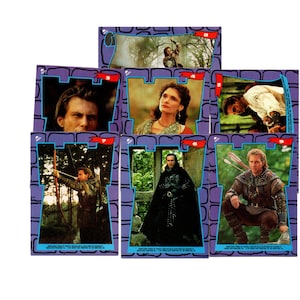 Vintage Robin Hood  ,Prince of Thieves trading cards ,1991 sticker trading card ,Vintage Set of 7