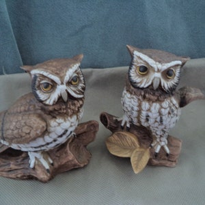Vintage Homco 1411, Home Interior porcelain owl set ,1980&#39;s Figurine ,Vintage Owl figurine, Set of two figurines, janetjcrafts