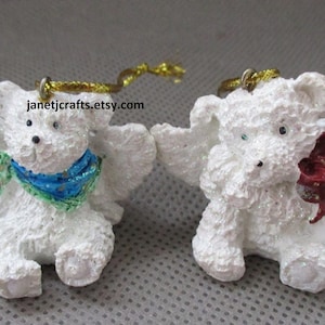 Vintage Teddy Bear Christmas Ornaments, Bear figurine ,1995 Christmas tree ornaments, Car mirror hanging ,janetjcrafts