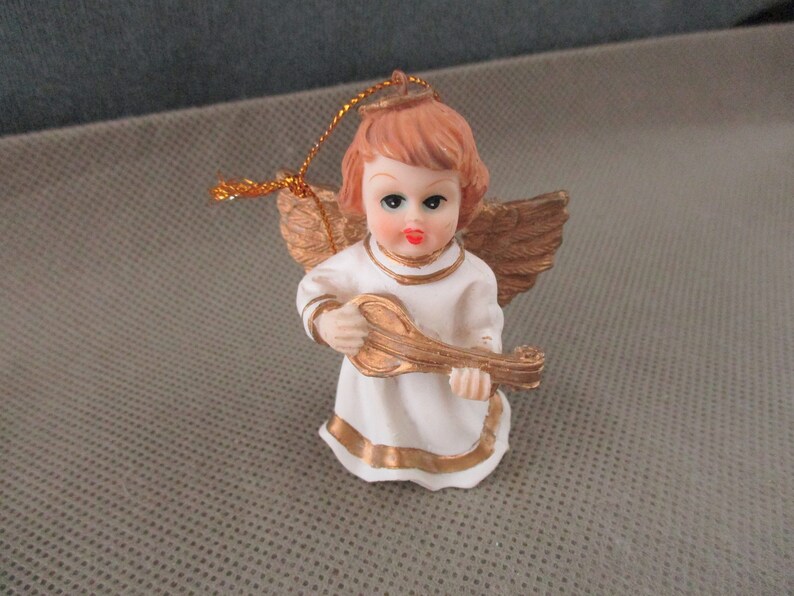 Vintage Christmas Angel ,Giftco Christmas Tree ornament, Porcelain Figurine ,Vintage Angel figurine with mandolin, Replacement janetjcrafts image 9