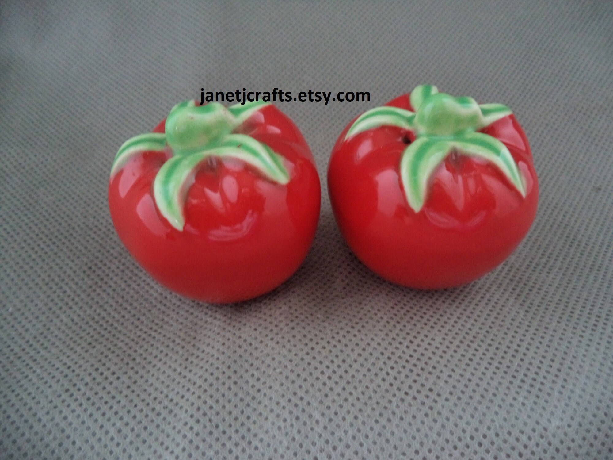 Vintage Tomato Salt and Pepper Shakers 1970's Red and Etsy