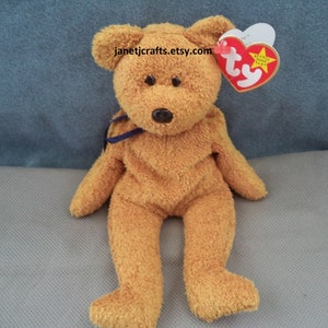 Vintage Ty Beanie babies ,1998 Fuzz the bear, Stuffed animal ,P.E  pellets  ,Janetjcrafts