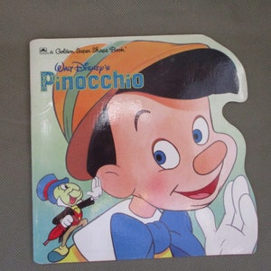 Vintage Pinocchio ,1988 Walt Disney story book ,Vintage Children book ,Golden Super shape book, Soft back book  JanetJcrafts