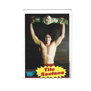 Vintage WWF Ringside Action, Tito Santana trading cards ,1985 Topps Wresting card janetjcrafts