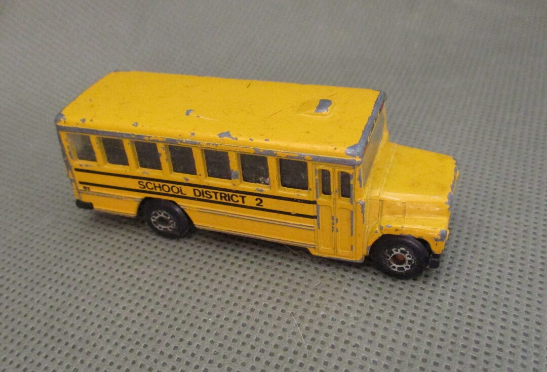 Vintage Matchbox School Bus Disrict 2 Yellow Bus 1985 Matchbox School Bus toy Diecast Bus Yellow Vehicle janetjcrafts Etsy