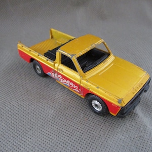 Corgi toys Die cast Mazda pickup Vintage 1960&#39;s Mazda truck  B1600 yellow truck ,Made in Gt Briton JanetJcrafts