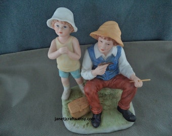 Vintage Homco ,father and Son Fishing Figurine , 1432 Home Interior ,1990's  Homco Janetjcrafts -  Canada