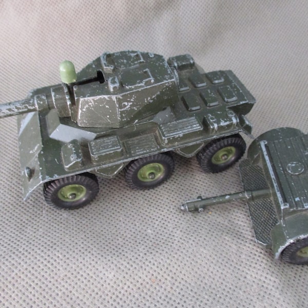 Vintage Cregcent Toys , Diecast Saladin Armored car ,Limber trailer ,1960 military ammunition , JanetJcrafts